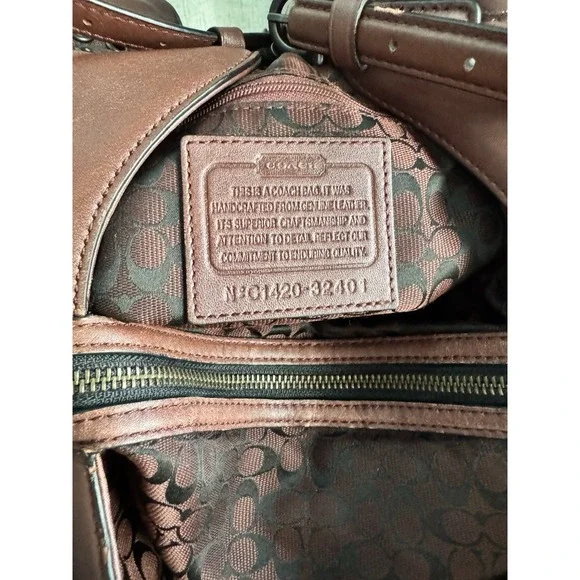 Coach Madison Grommet Studded Carlyle 32401 Brick Red Leather Handbag Hobo Bag - Picture 8 of 8